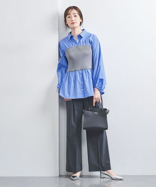 ニットビスチェ コンビ シャツ BLUE