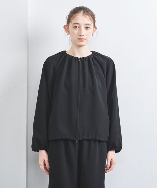 【冬バーゲン★特別送料無料！】 COMFY ギャザー ノーカラー ブルゾン ジャケット・アウター