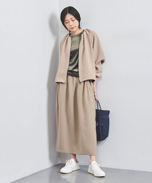 COMFY ギャザー ノーカラー ブルゾン