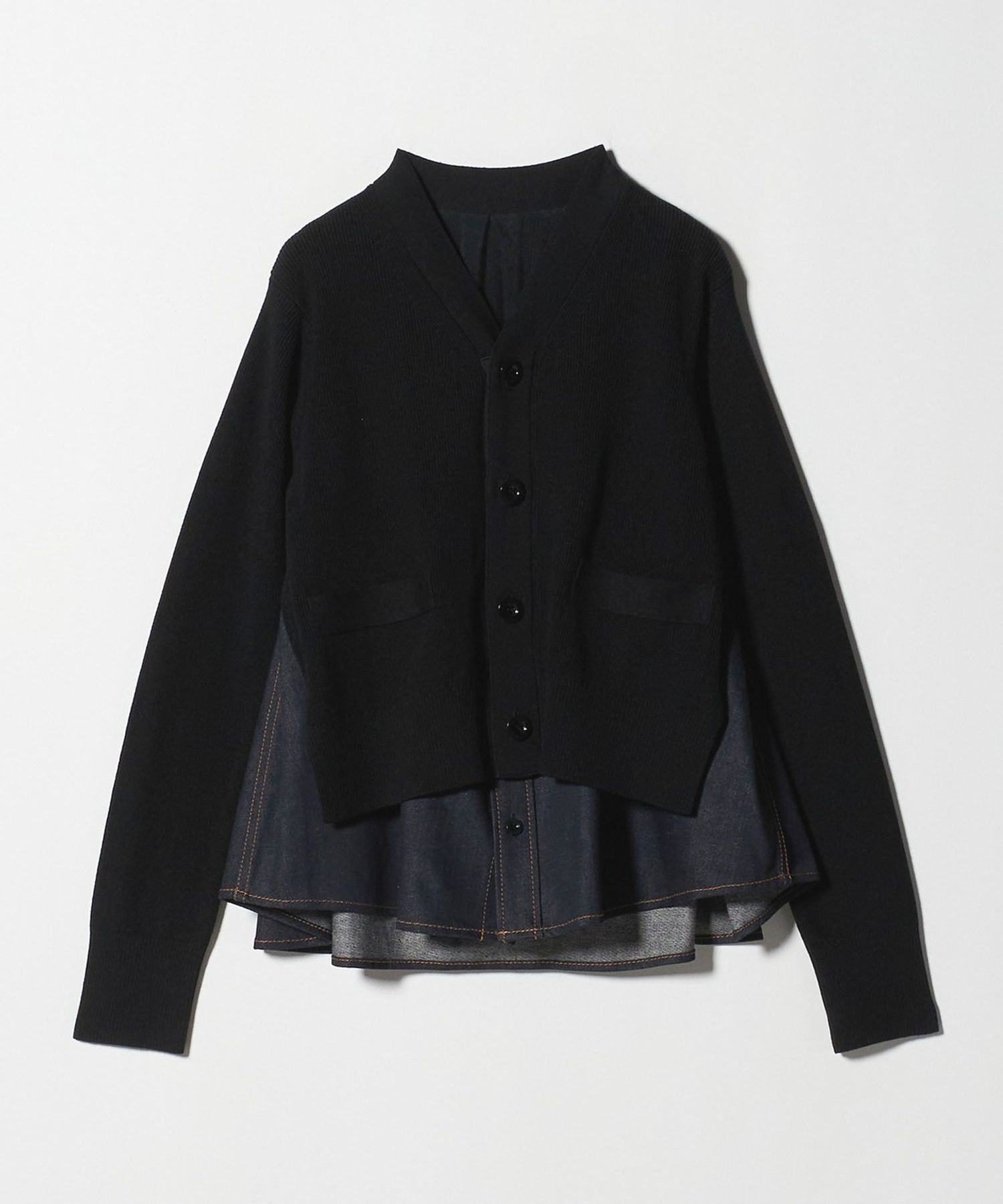 sacai＞デニム シャツ ドッキング カーディガン