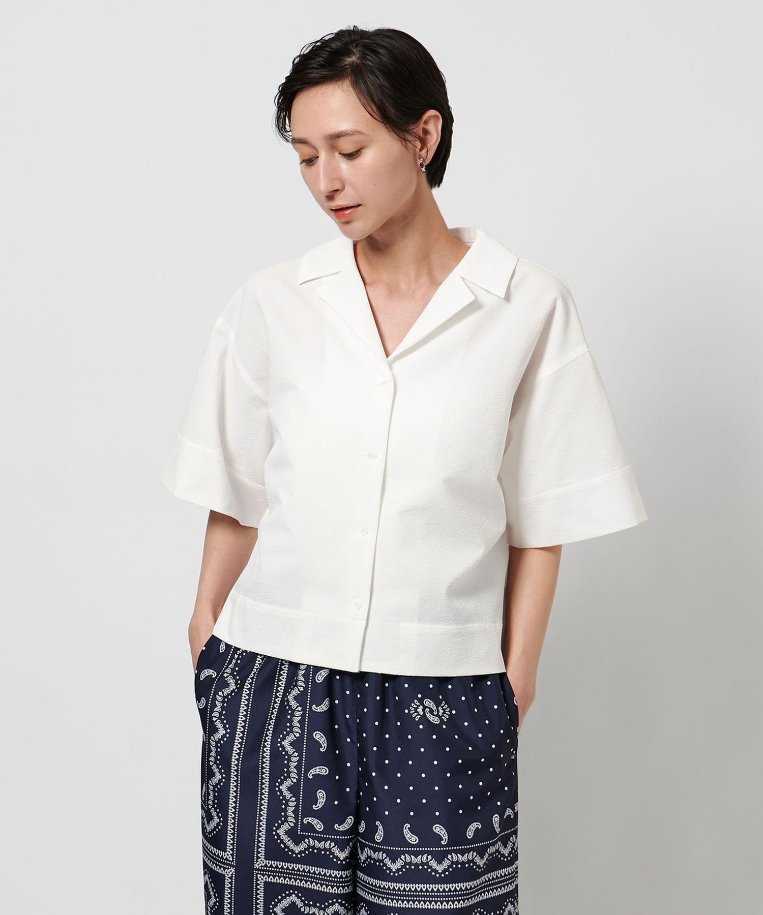 「UNITED ARROWS」 7分袖シャツ 38 ホワイト レディース UNITED ARROWS】ブラウス ホワイト レディース 7分袖 リボン