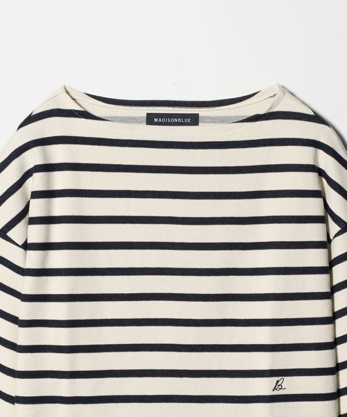 美品✨MADISONBLUE ボーダー カットソー 00 MADISONBLUE＞ボーダー ボートネック フレアスリーブ カットソー