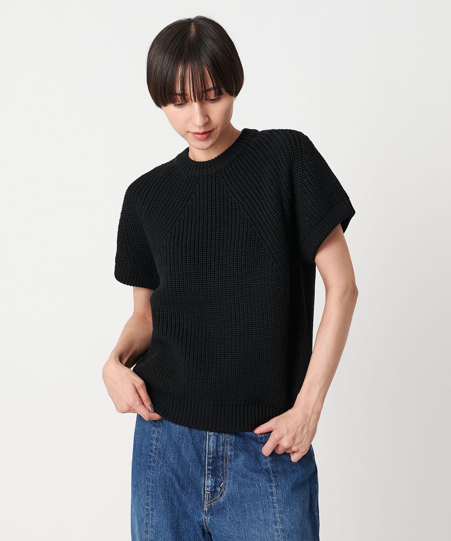 別注】＜BATONER＞アゼ ショートスリーブ ニット