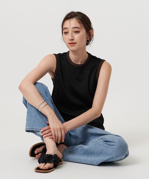 UNITED ARROWS/リブバイカラーパイピング ノースリーブカットソー/Tシャツ / カットソー