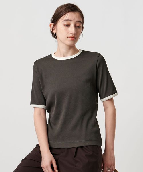 【美品】UNITEDARROWS リブバイカラーパイピング Tシャツ　ホワイト UNITED ARROWS tシャツ リブ バイカラーパイピング Tシャツ