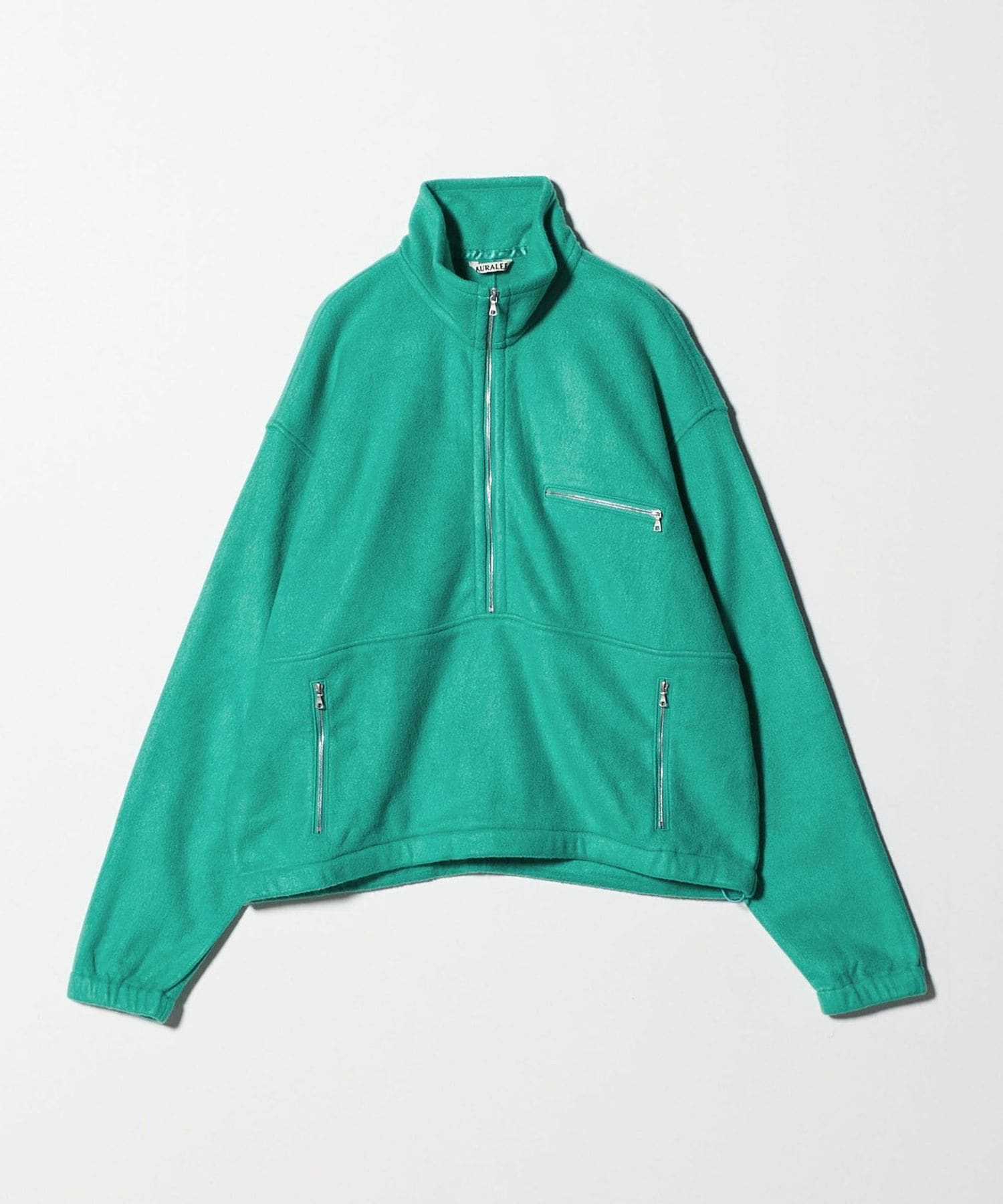 AURALEE 25AW ハーフジップ フリース グリーン 4 スーパーハイゲージ ハーフジップ スウェットトップ｜AURALEE