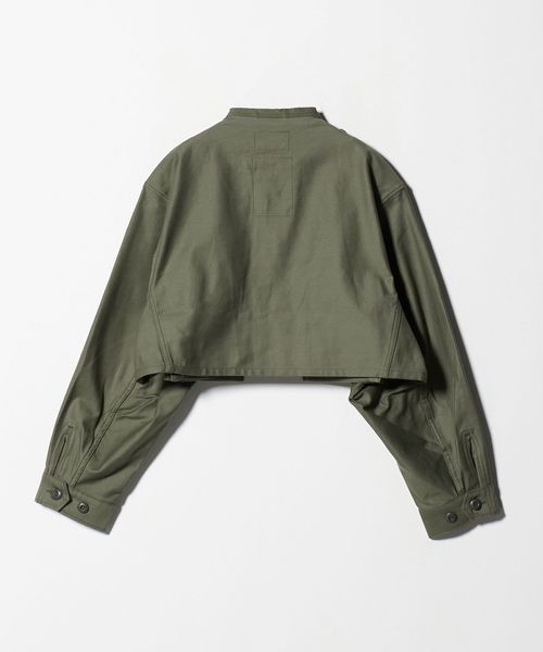 HYKE オリーブ クロップドジャケット ショルダーパッド付き HYKE＞クロップド ジャケット