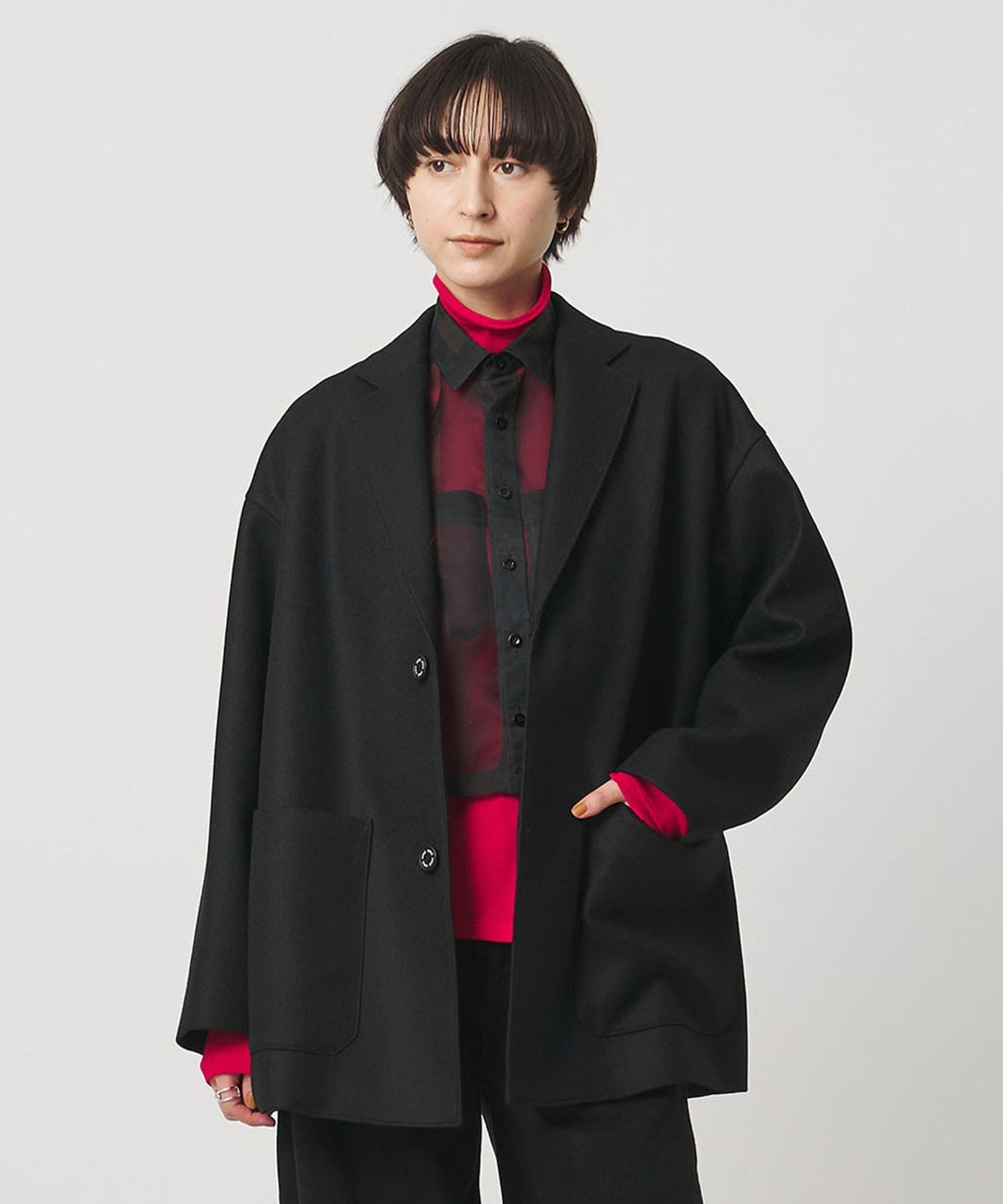 HYKE ユナイテッドアローズ別注　フード付きブラックジャケット サイズ5 HYKE ユナイテッドアローズ別注 フード付きブラックジャケット