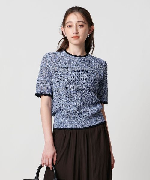 24ss【UNITED ARROWS】ショートスリーブ ニット UNITED ARROWS ニット セーター スカラップ セーラーカラー