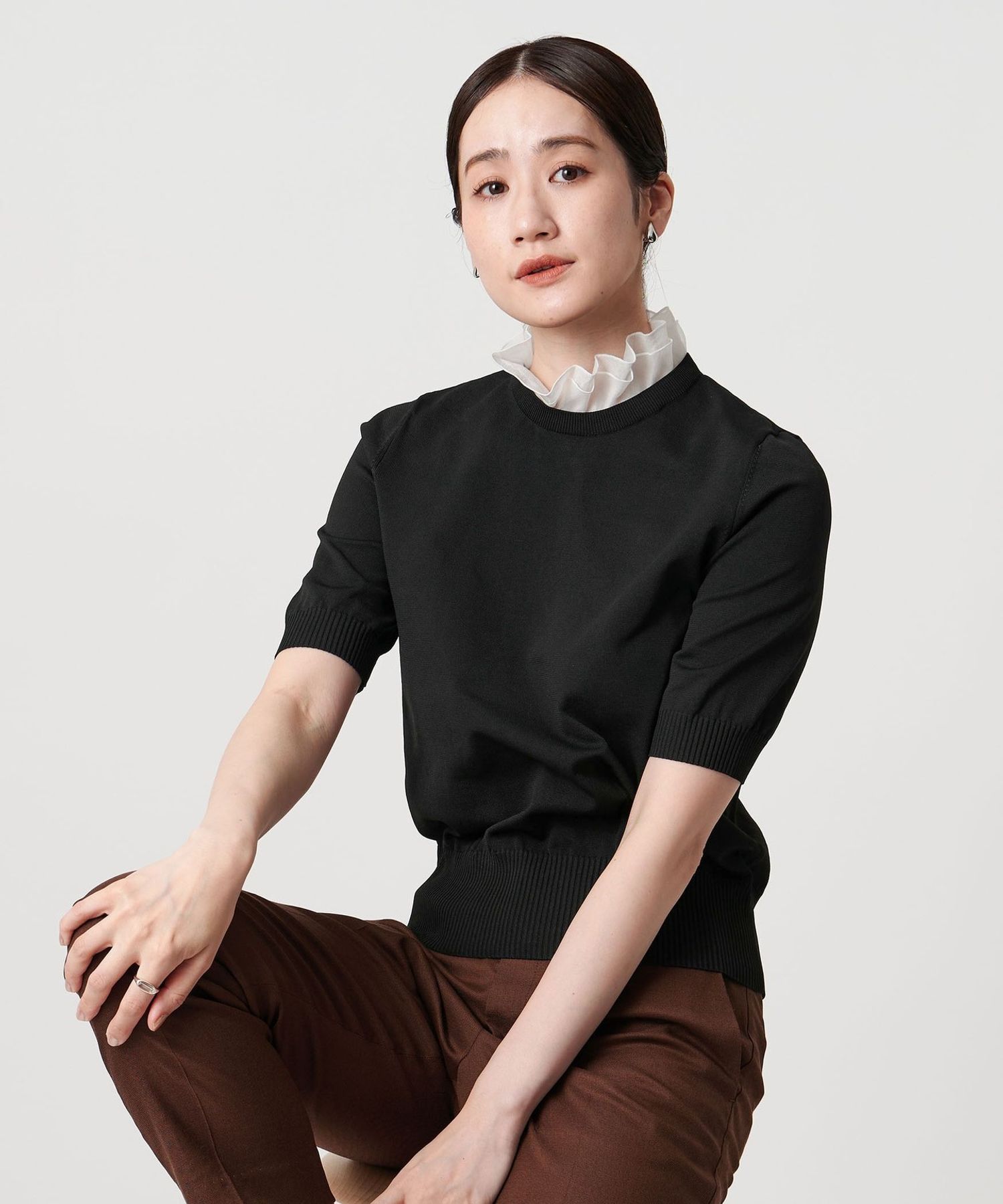 オーガンジー フリル 2WAY ニット ‐ウォッシャブル‐