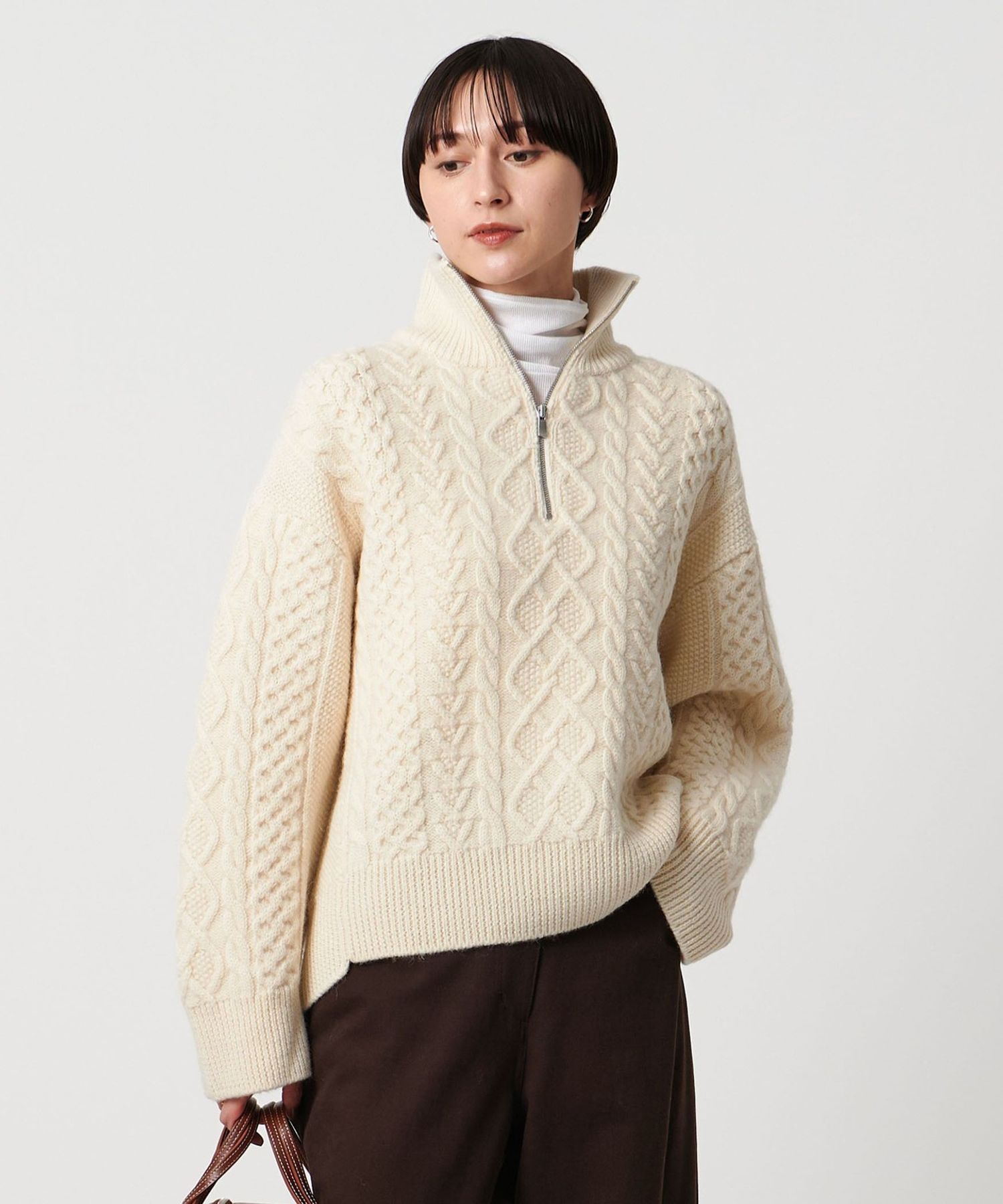 別注】＜BATONER＞ケーブル ハーブジップ ニット