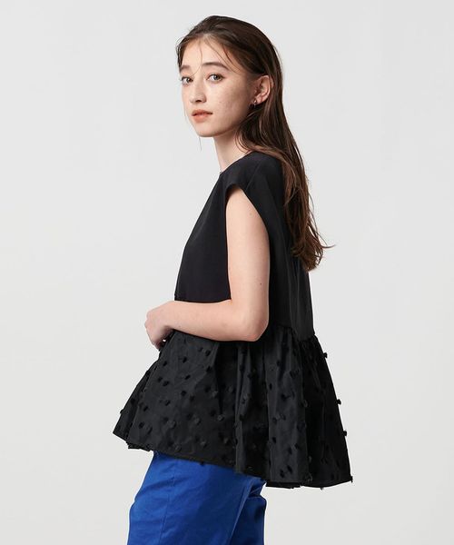 UNITED ARROWS/リボン カットジャガード コンビ ブラウス ‐ウォッシャブル‐/シャツ / ブラウス