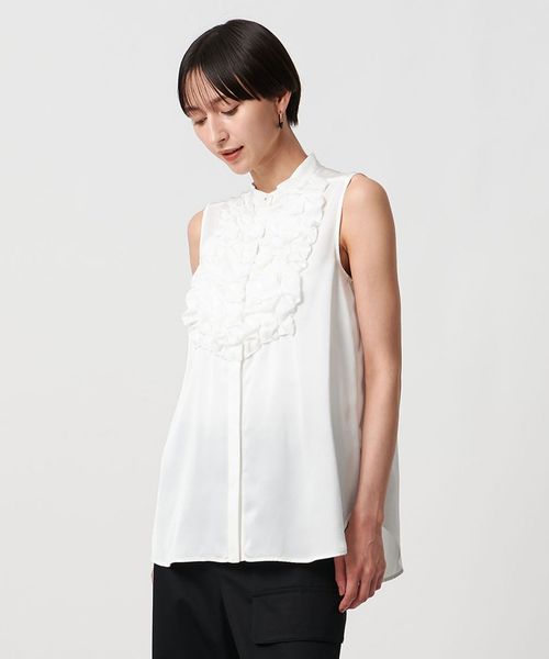 UNITED ARROWS/サテン フリル ブラウス ‐ウォッシャブル‐/シャツ / ブラウス