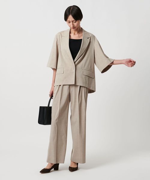 【超美品】ユナイテッドアローズ　ハーフスリーブジャケット　ノーカラージャケット REOPEL ハーフスリーブ ジャケット ‐ウォッシャブル‐