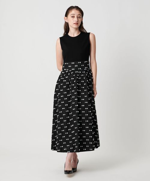 UNITED ARROWS/リボン カットジャガード コンビ ワンピース ‐ウォッシャブル‐/ワンピース