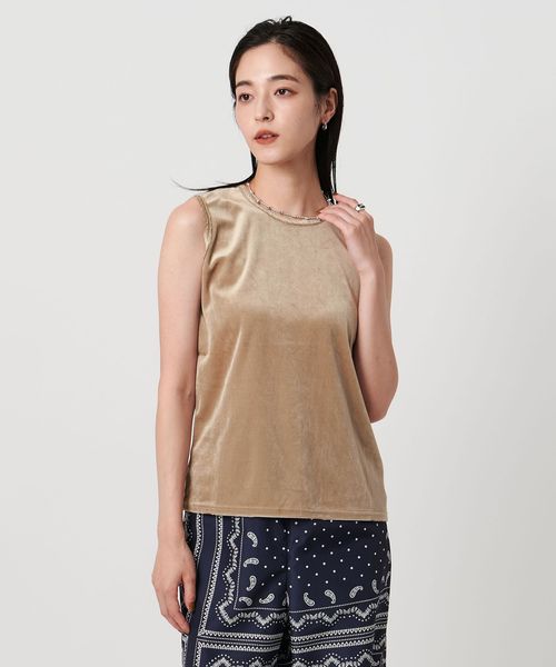 UNITED ARROWS/ベロア ノースリーブ Tシャツ ウォッシャブル/Tシャツ / カットソー