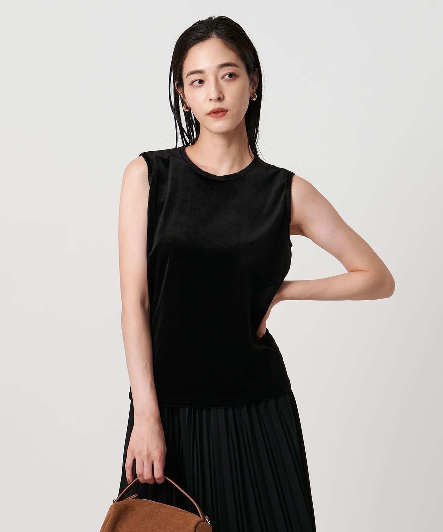 ベロア ノースリーブ Tシャツ ‐ウォッシャブル‐