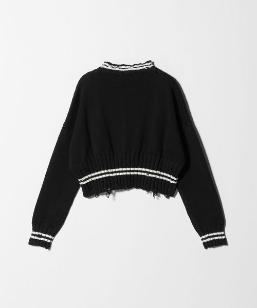 MARNI マルニ　タートルネックニット　リブ素材　ロングスリーブ　グリーン MARNI(マルニ) 22AWダメージ加工ハイネックニットベスト