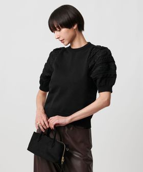 UNITED ARROWS/レース コンビ パフ ニット ウォッシャブル/ニット / セーター