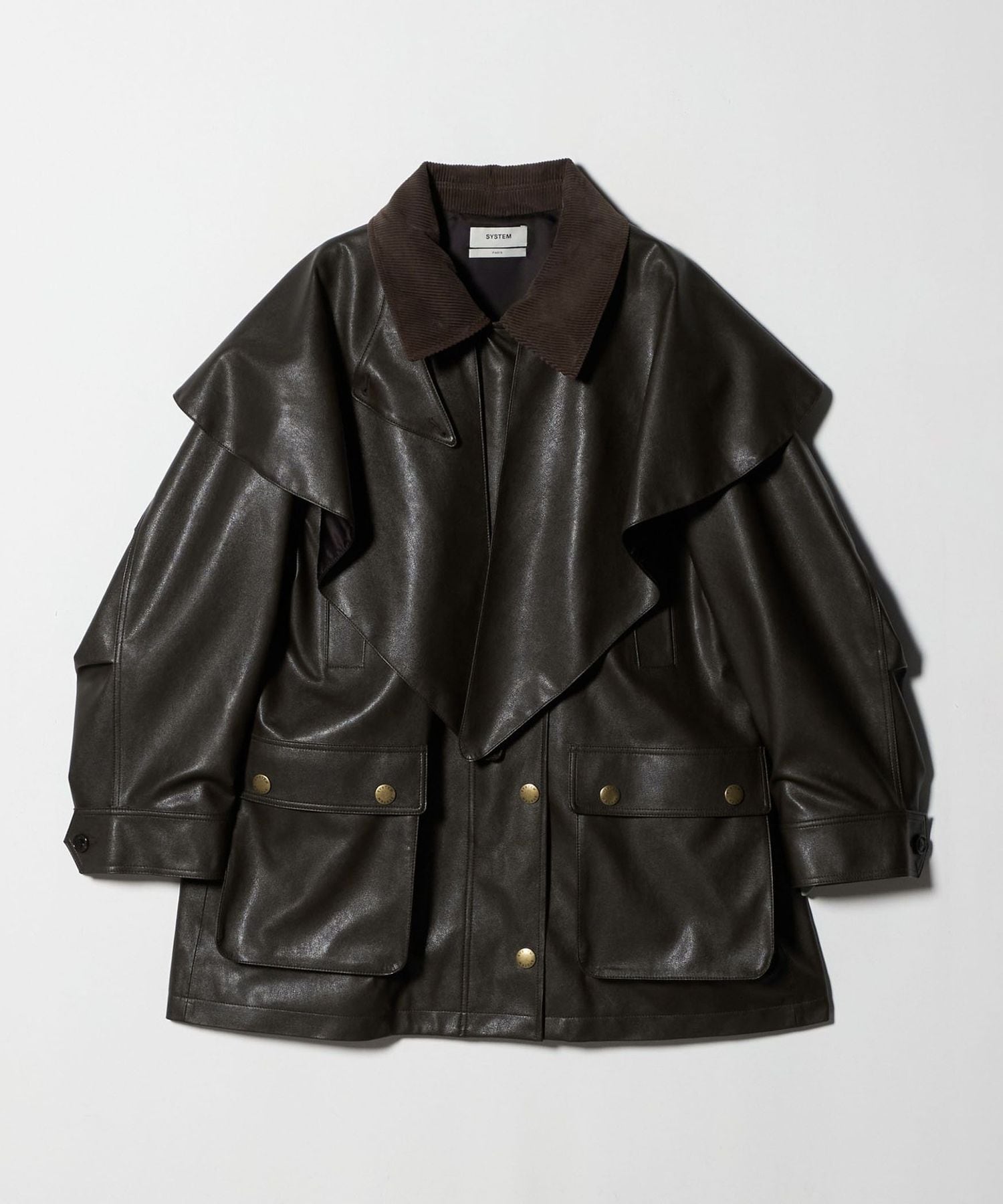 UNITED ARROWS 黒 ポンチョ・ケープコート UNITED ARROWS（ユナイテッドアローズ）の「ボア マントコート