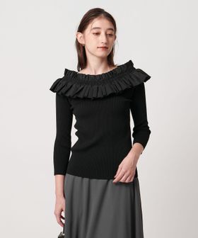 UNITED ARROWS/ギャザー オフショルダー 7分袖ニット ‐ウォッシャブル‐/ニット / セーター