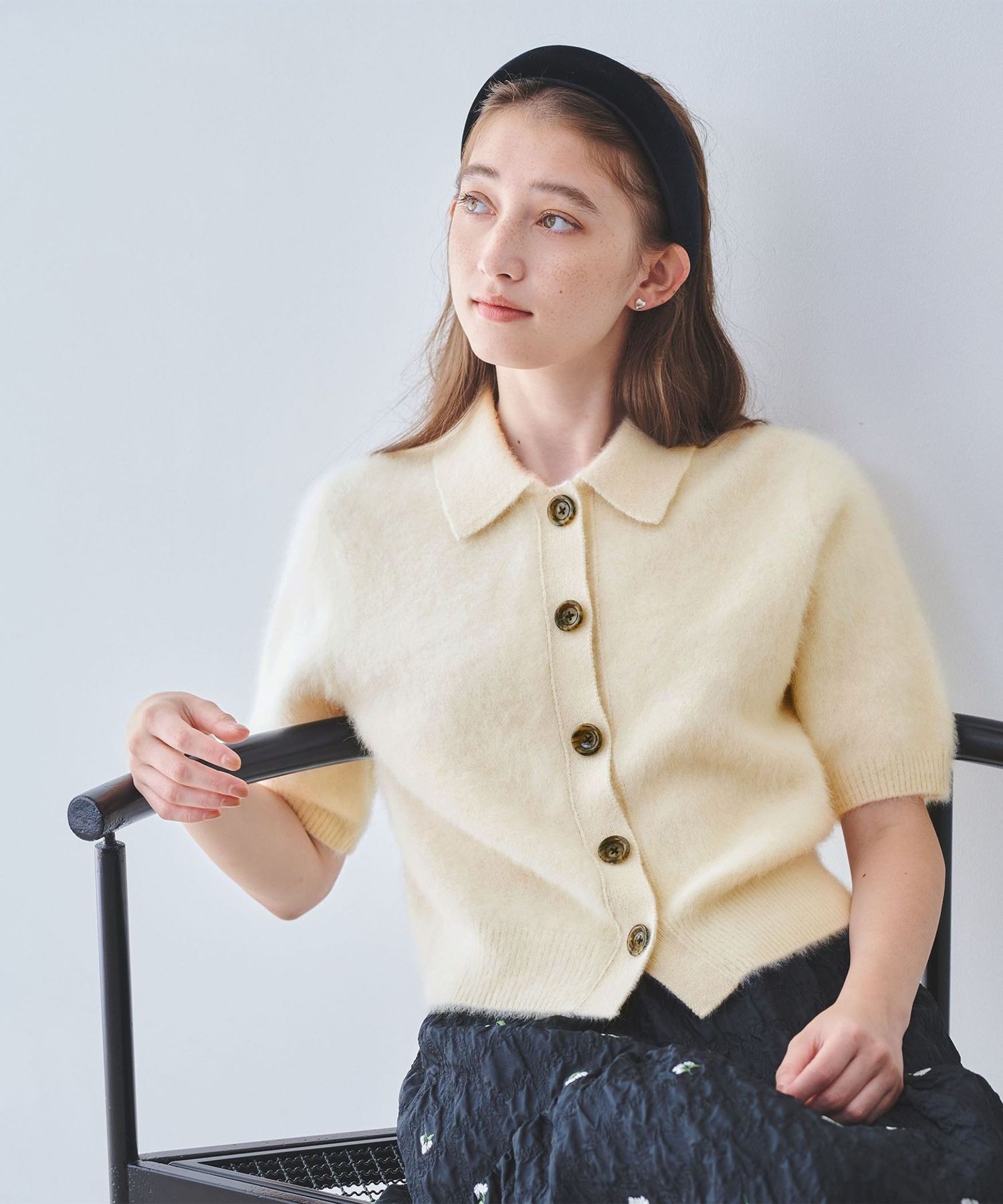 フォックスカシミヤ ショートスリーブ ポロニット