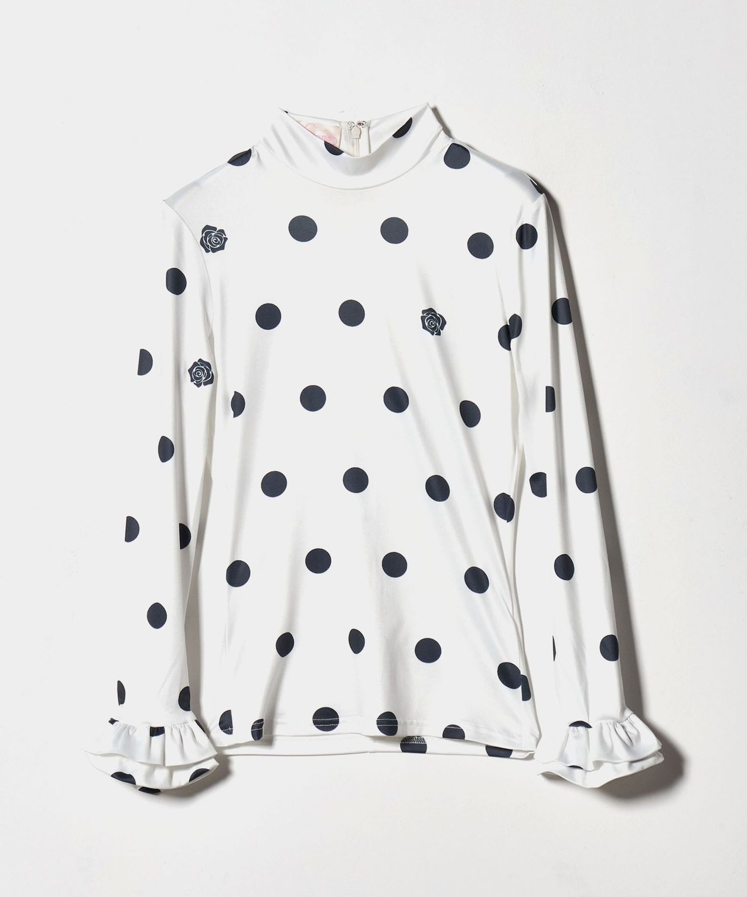 VIVIANO＞ラッフルスリーブ ドットトップス