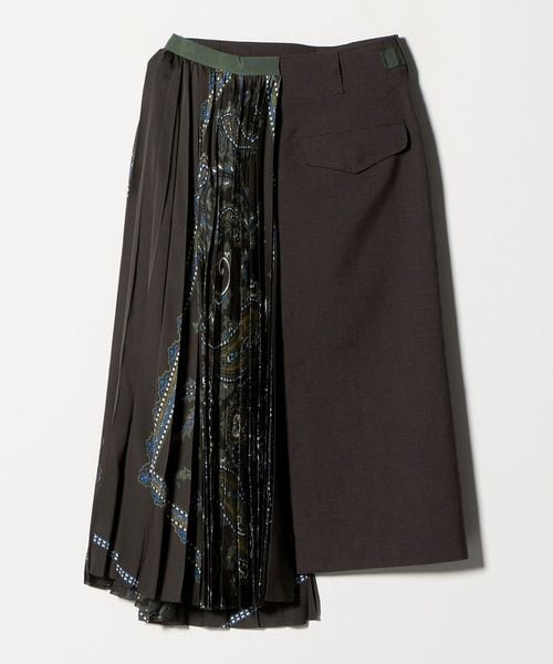 sacai ブラウンとダークブラウンのプリーツスカート sacai ブラウンとダークブラウンのプリーツスカート - メルカリ
