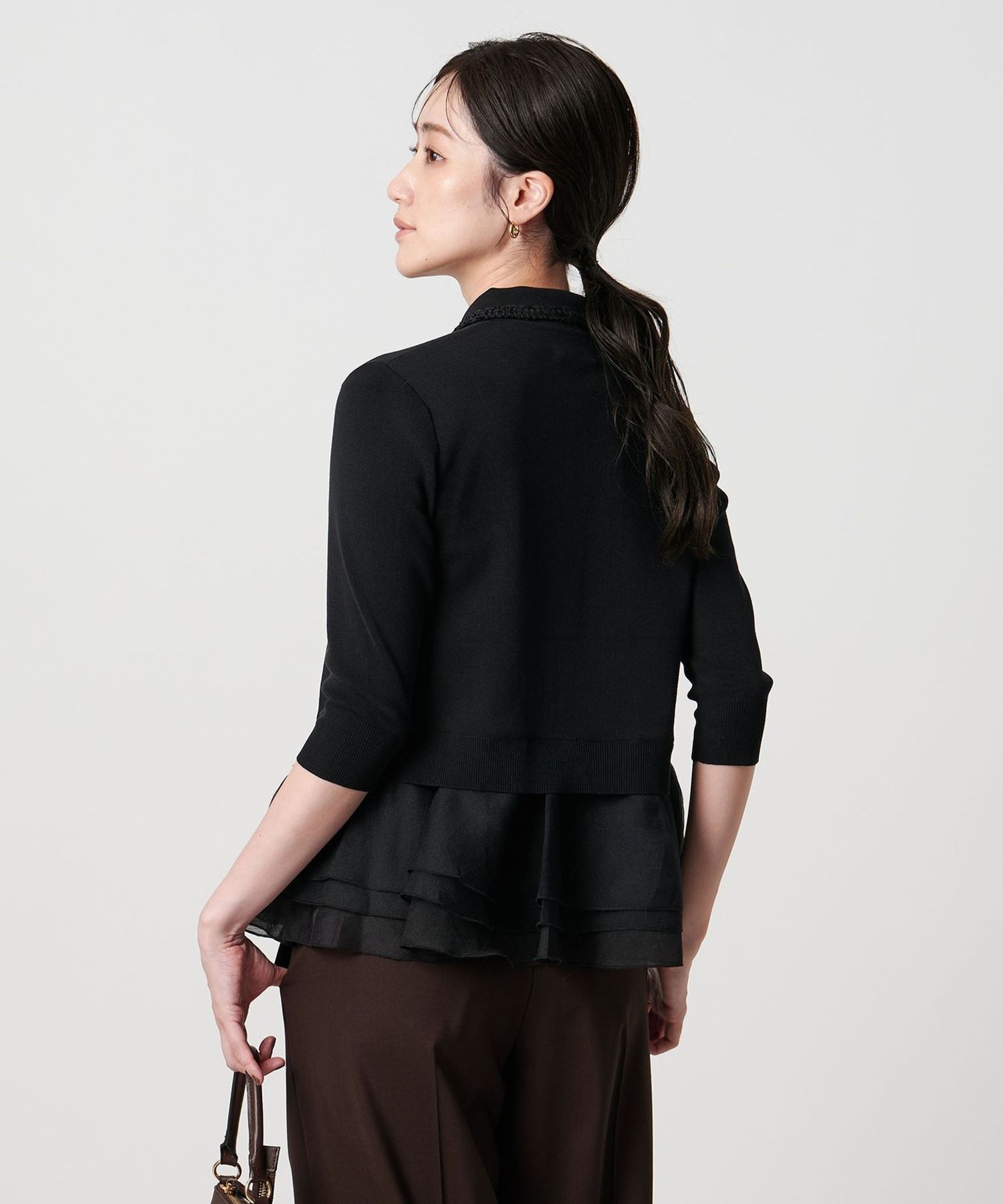 UNITED ARROWS ミニマル フリル ポロニット　黒 ユナイテッドアローズ ミニマルフリルポロニット｜Yahoo!フリマ
