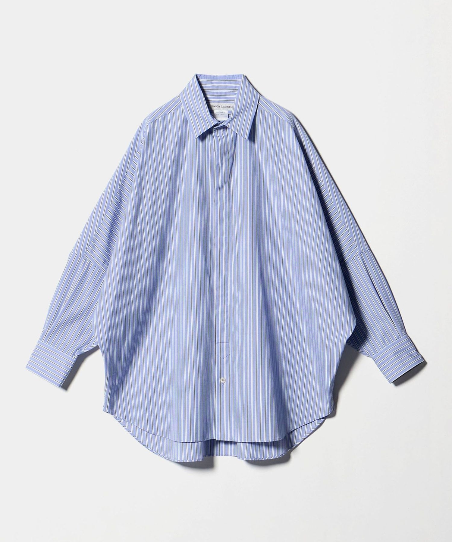 UNION LAUNCH＞ドルマン ストライプ シャツ COBALT