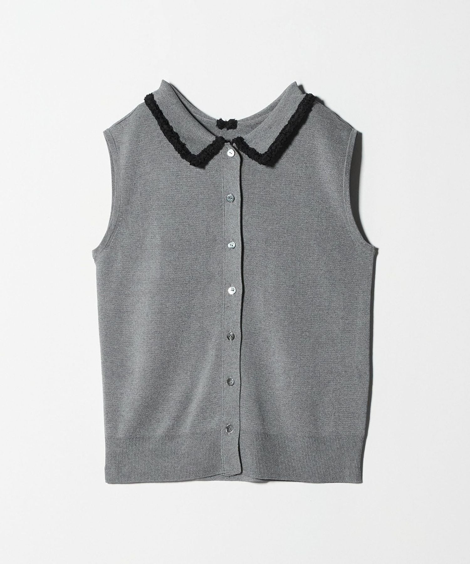 ブラック ノースリーブ ニットベスト　UNITED ARROWS TOKYO セール】コットン Vネック ノースリーブニット（ニット/セーター