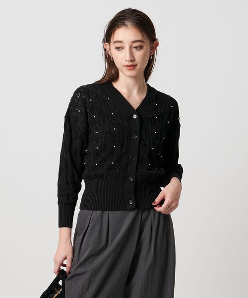 UNITED ARROWS/フェイクパール レース カーディガン ウォッシャブル/カーディガン / ボレロ