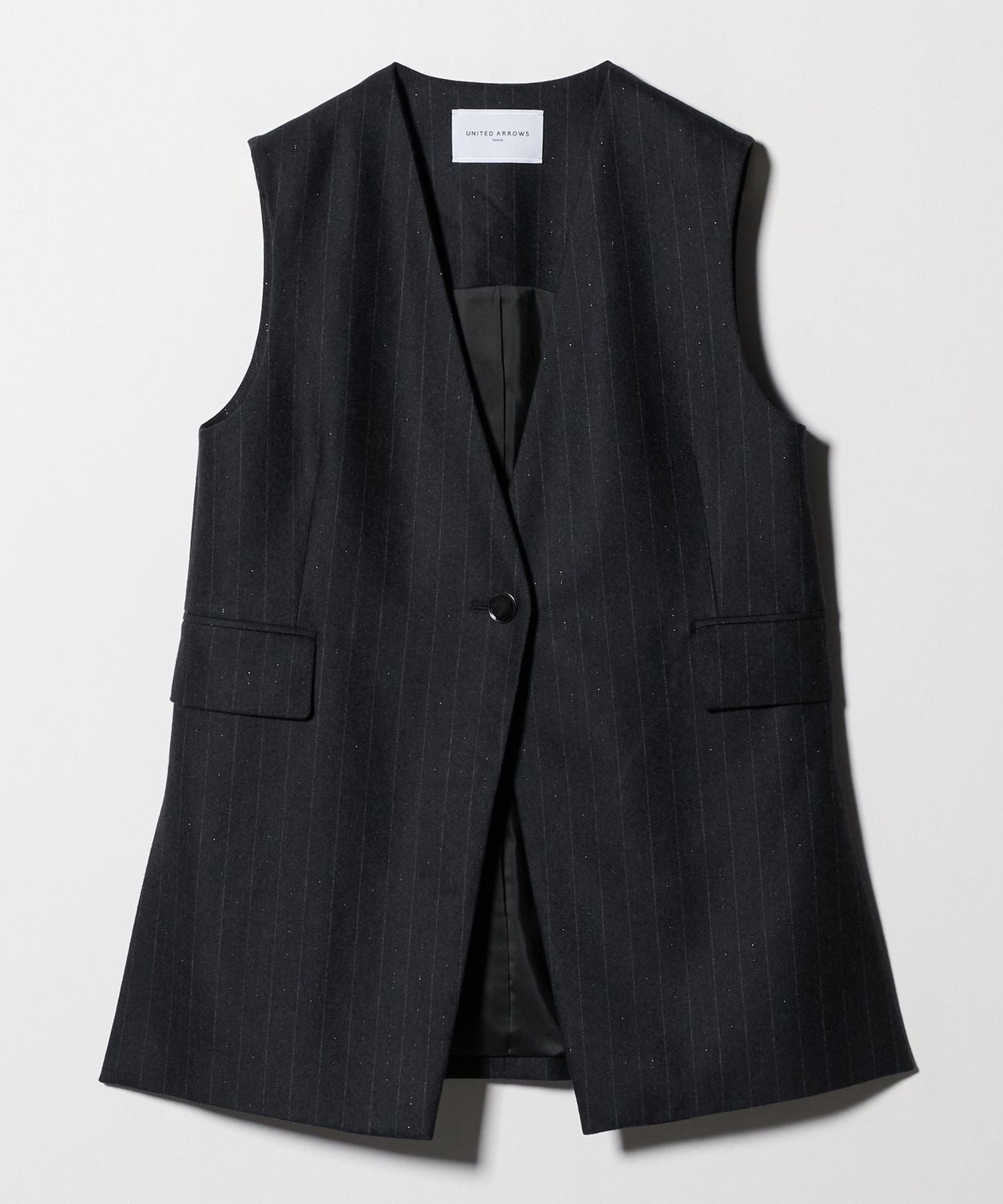 ユナイテッドアローズ Vネック ノーカラー ミドル ベスト ジレ ネイビー ユナイテッドアローズ Vネック ノーカラー ミドル ベスト ジレ