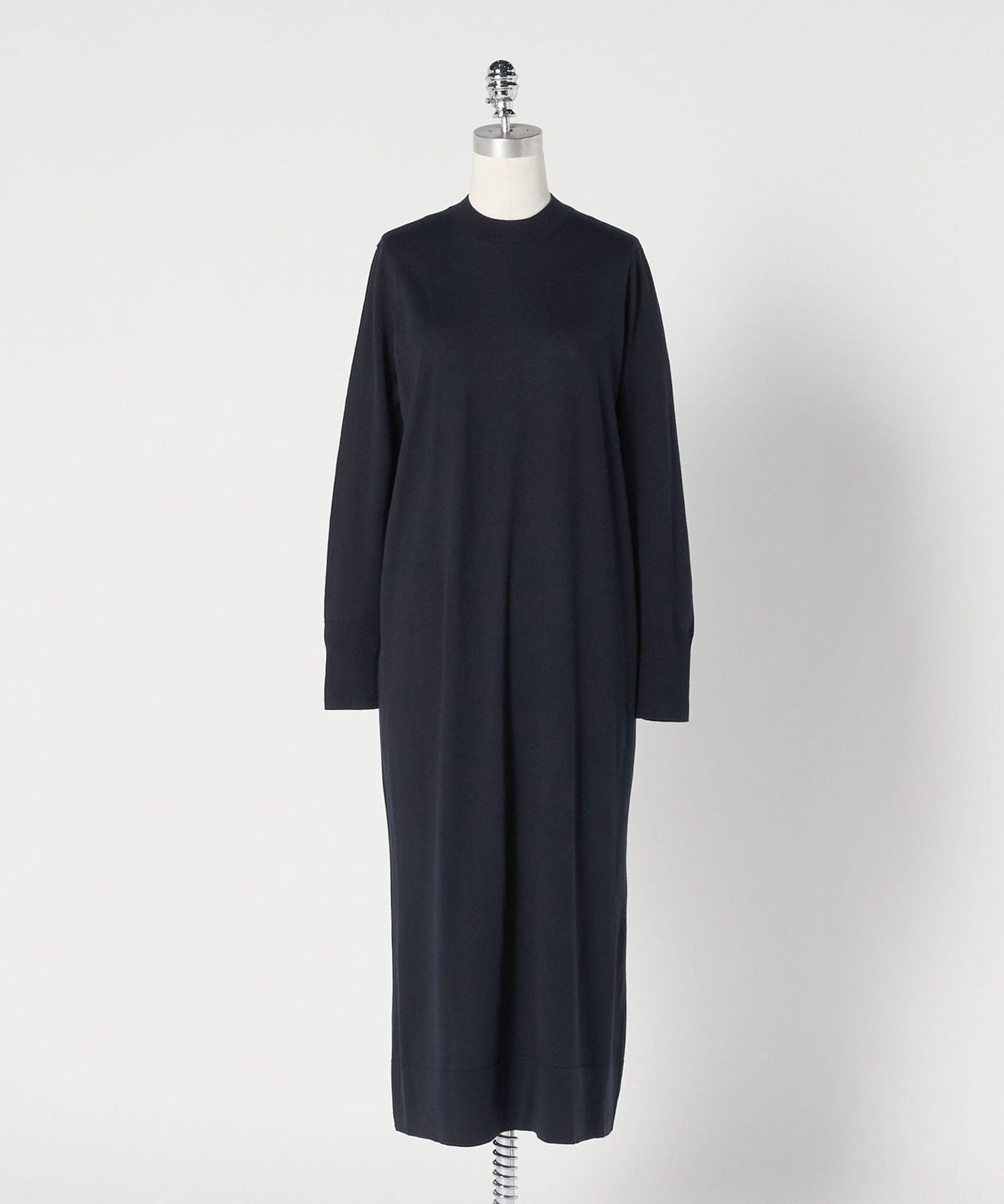 クルーネック ロング ニット ワンピース