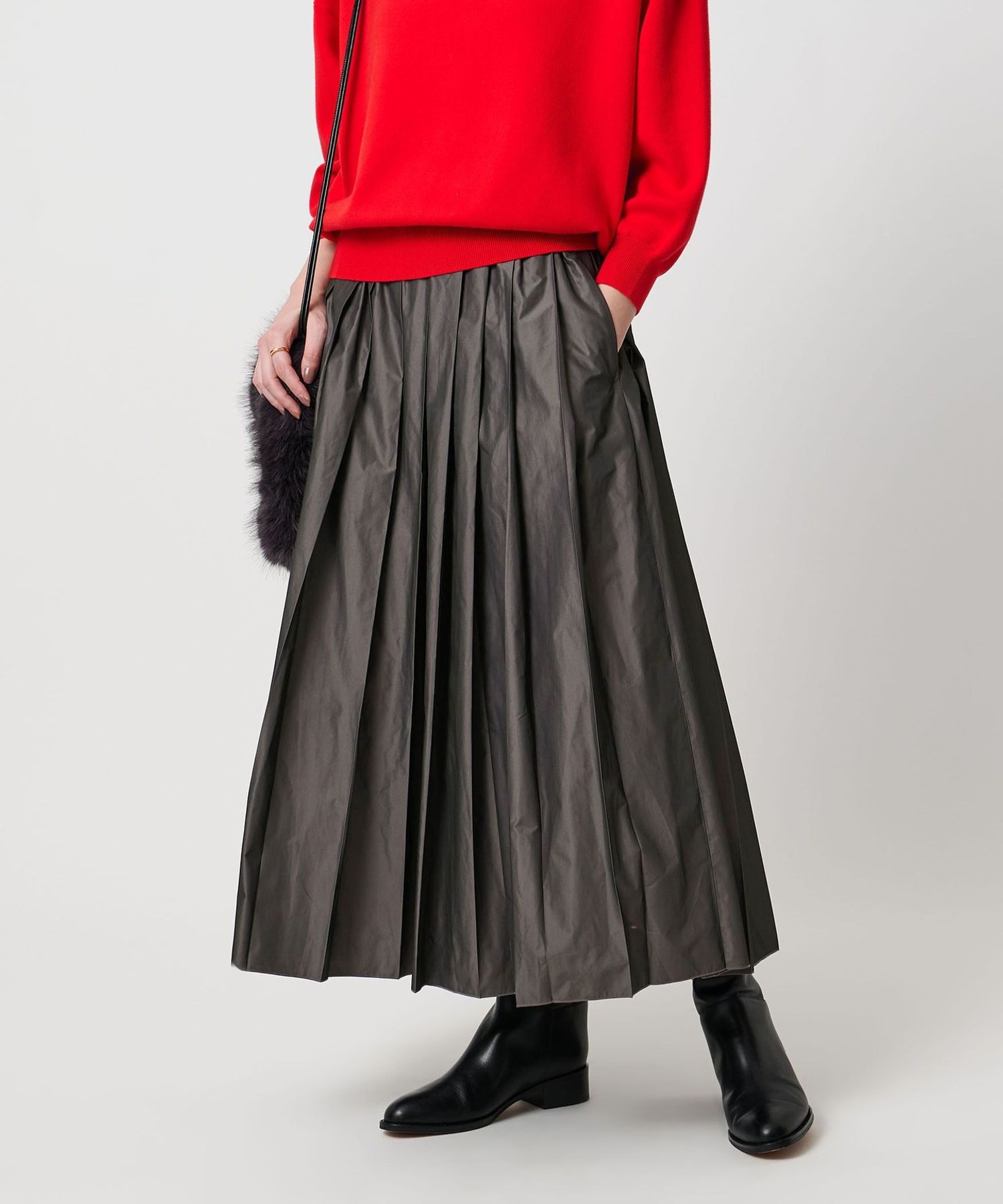 美品✨UNITED ARROWS シャンブレー タフタ プリーツスカート 38 シャンブレー タフタ プリーツスカート