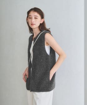 UNITED ARROWS/フォックスカシミヤ スパンコール ジップ ベスト/ベスト