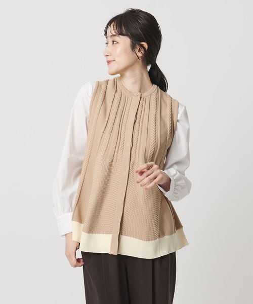 UNITED ARROWS/ケーブル ペプラム ノースリーブ ニット ベスト ‐ウォッシャブル‐/ベスト