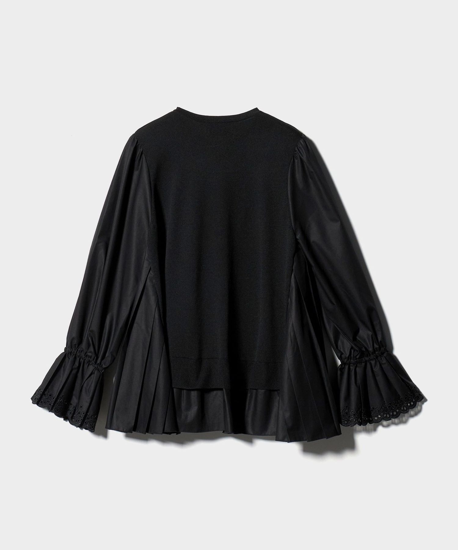 プリーツ コンビ ニット ブラウス ‐ウォッシャブル‐