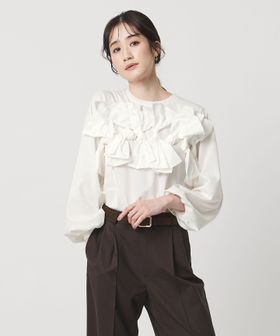 UNITED ARROWS/リボン コンビ パフスリーブ カットソー ‐ウォッシャブル‐/Tシャツ / カットソー