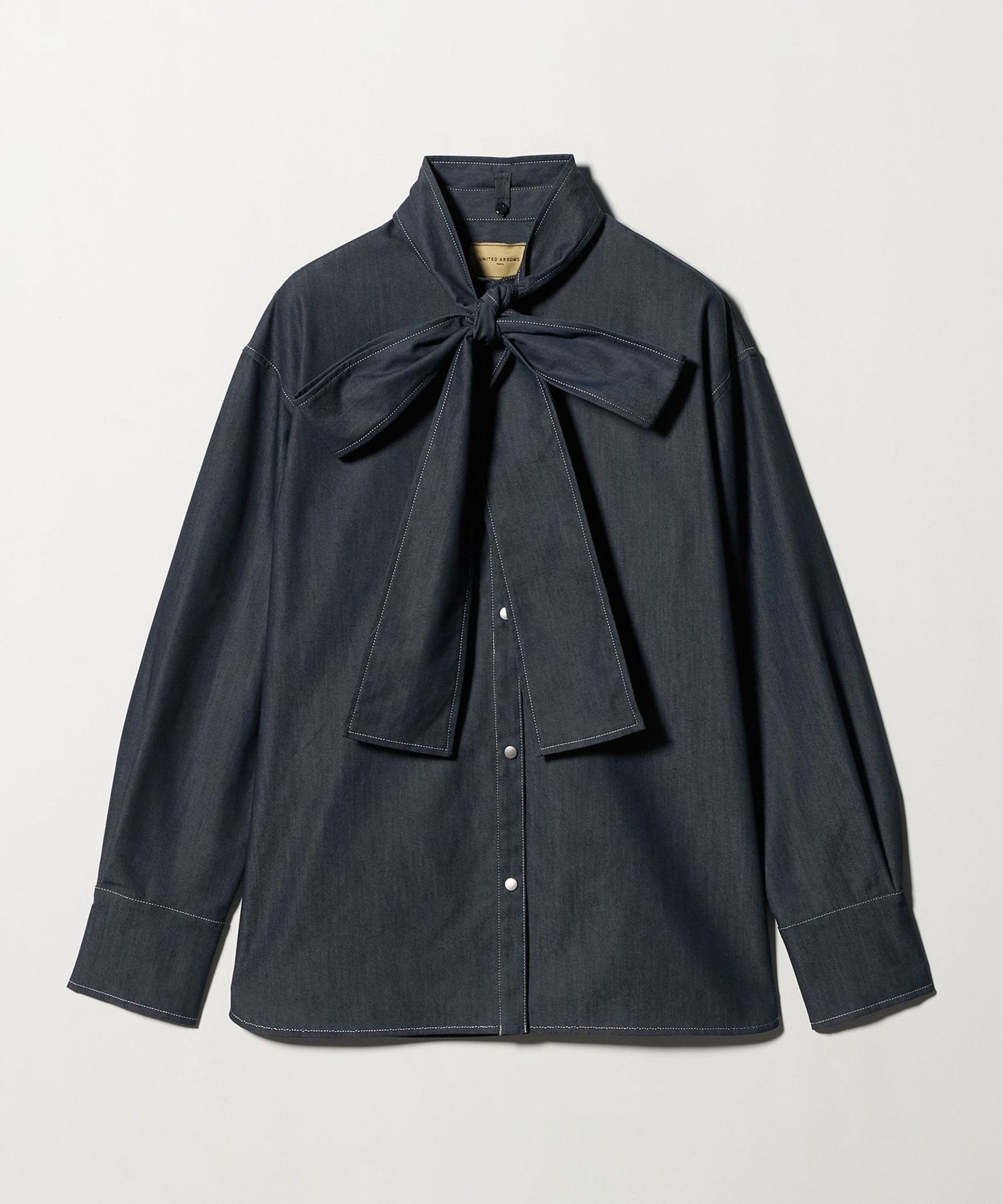 デニム リボン ブラウス ‐ウォッシャブル‐