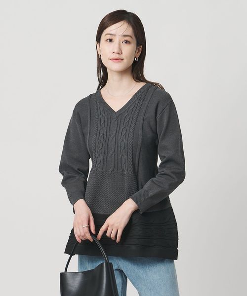 UNITED ARROWS/ケーブル Vネック ニット ‐ウォッシャブル‐/ニット / セーター