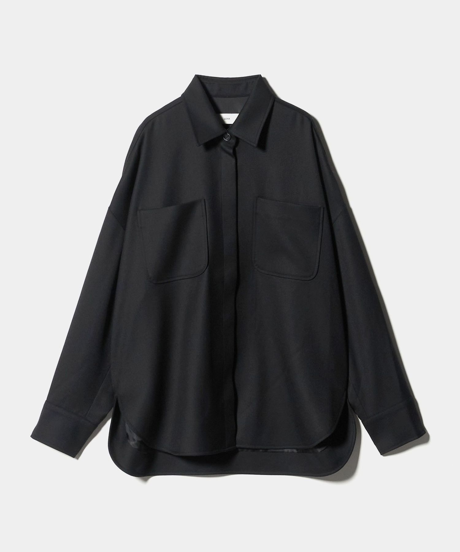 【美品】Leh(レー)スーパーワイドプルオーバーシャツ/ブラック/Lサイズ LEHA＞オーバー サイズ シャツ