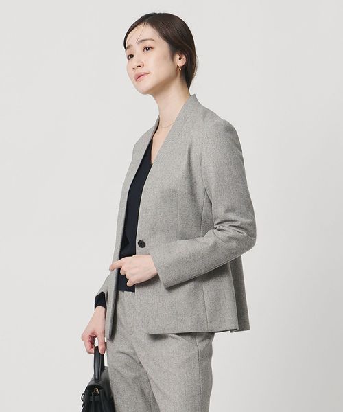 UNITED ARROWS/ツイードライク ノーカラージャケット/ノーカラージャケット