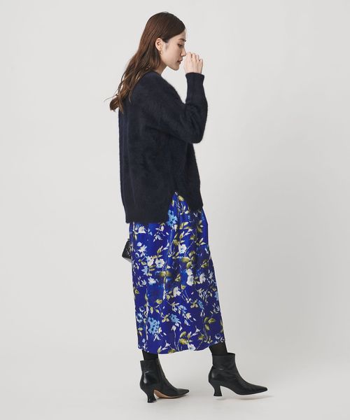 UNITED ARROWS/サテン コクーン プリント スカート ‐ウォッシャブル‐/ミモレ / ロング