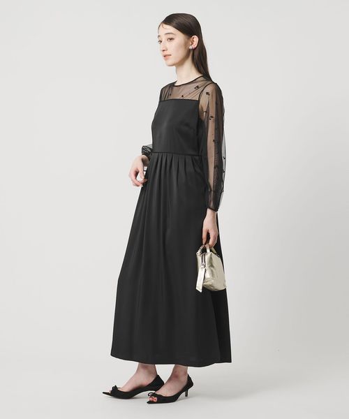 UNITED ARROWS/チュール エンブロイダリー コンビ ワンピース/ワンピース