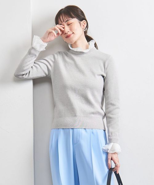 UNITED ARROWS オーガンジープリーツ 4WAY ニット グレー UNITED ARROWS LTD. OUTLET｜オーガンジープリーツ 4WAY ニット