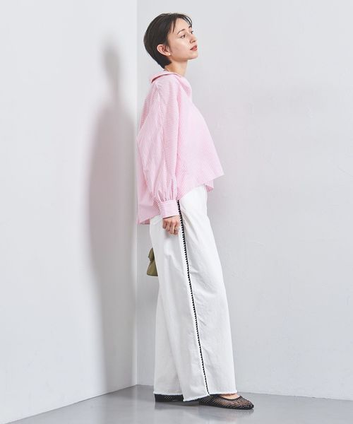 TICCA ストライプスキッパーシャツ　コットンリネン TICCA | コットン スキッパーシャツ WOMEN（シャツ/ブラウス