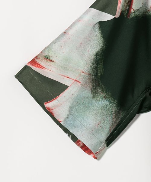 TELMA テルマ コスモス　プリント　カーキ　ブラウス　シャツ TELMA テルマ コスモス プリント カーキ ブラウス シャツ