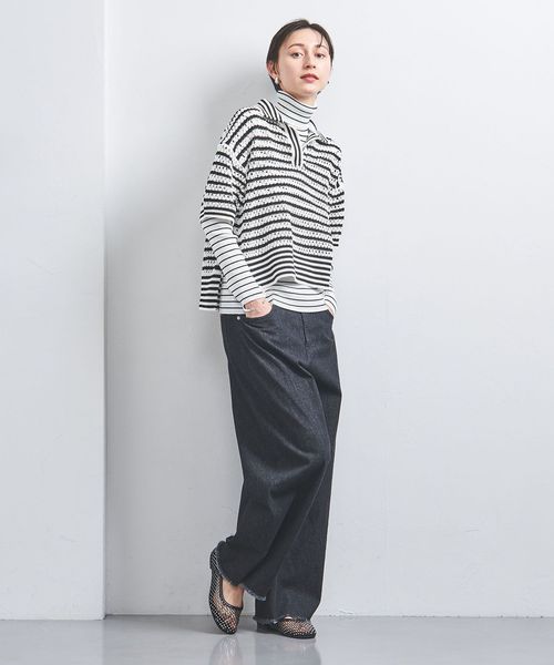 UNITED TOKYO　2WAYレイヤーインターシャニット（ブラック） UNITED TOKYO セーター ニット ウォッシャブルウール