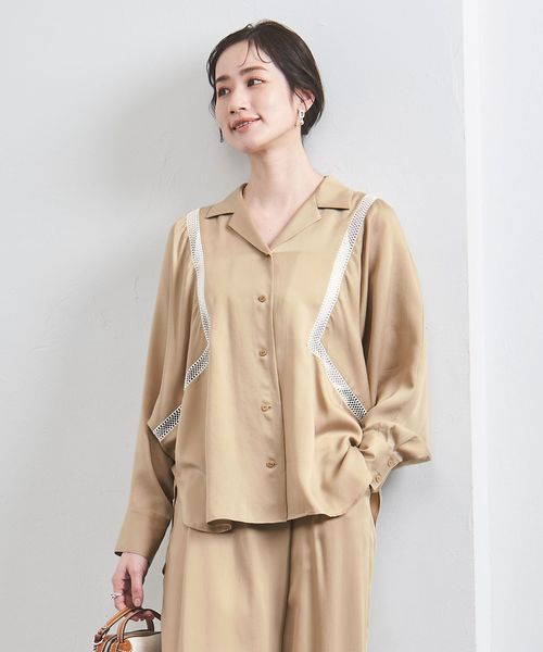 UNITED ARROWS/サテン オープンカラー シャツブラウス/シャツ / ブラウス